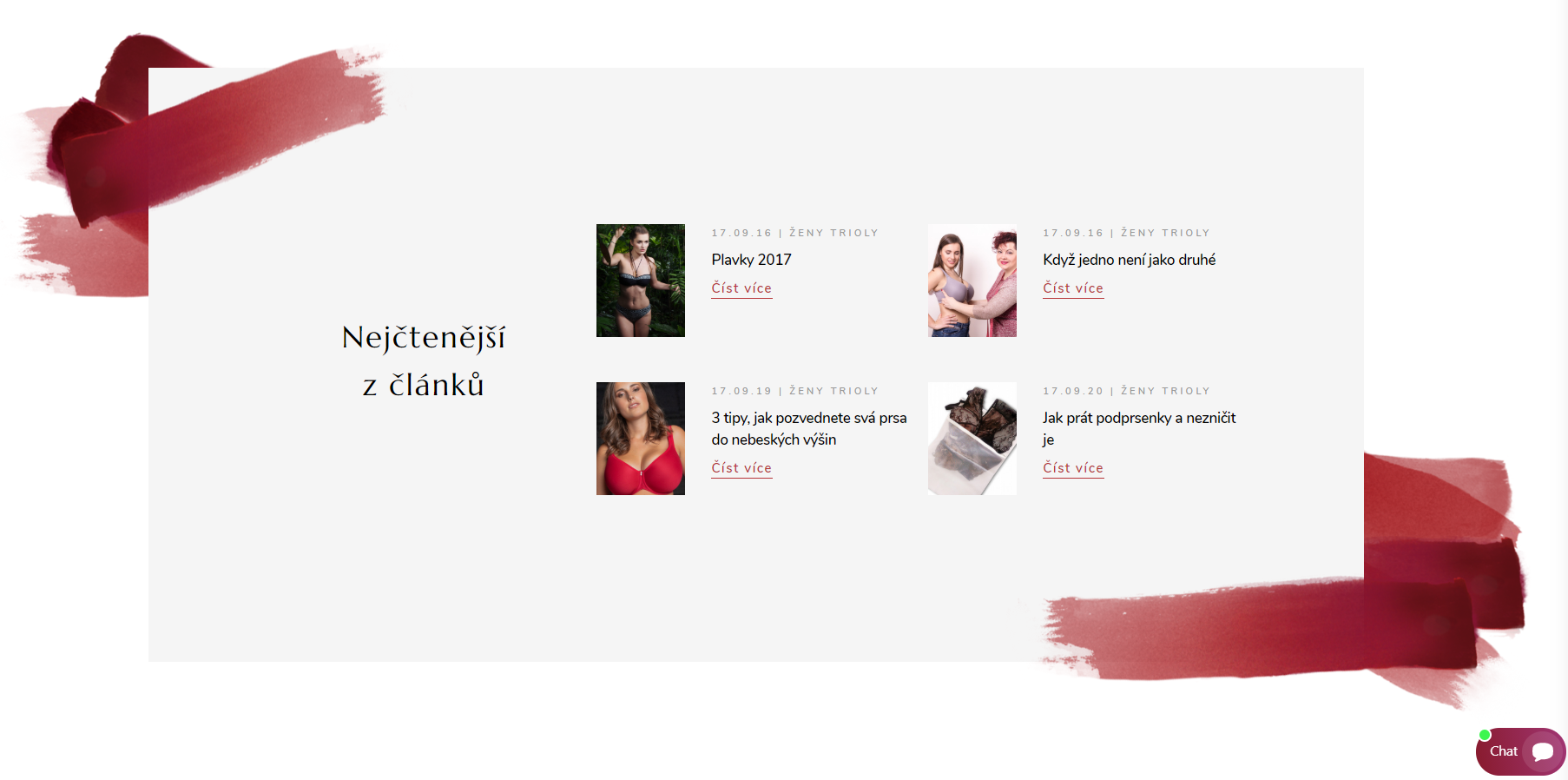 Náhled sekcí v magazínu Holky s velkejma